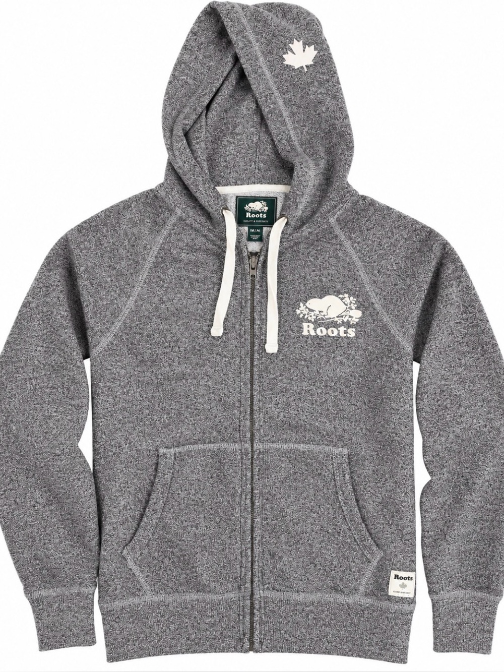 Roots Gray Full-Zip Hoodie Sweatshirt